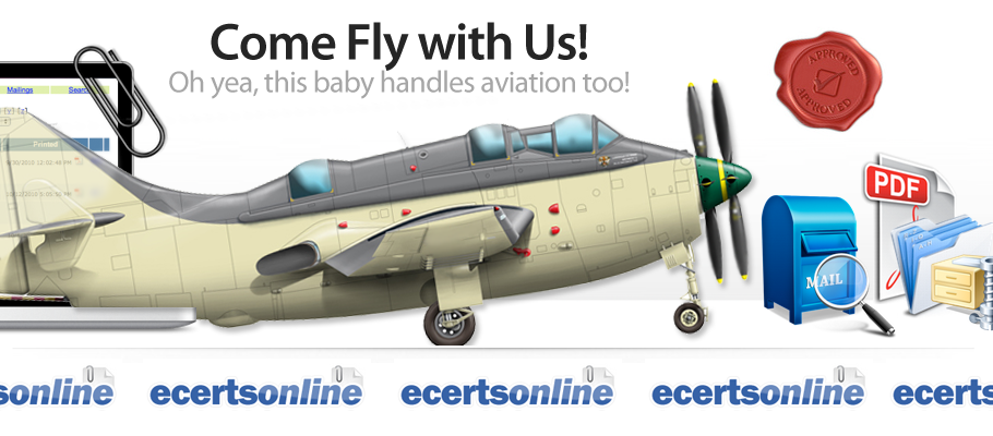 Come Fly with Us — aviation certificate banner